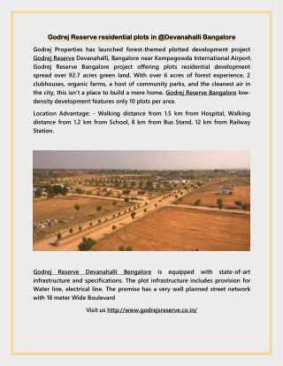 Godrej Reserve residential plots in @Devanahalli Bangalore