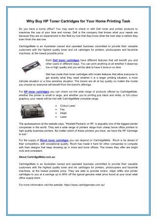Why Buy HP Toner Cartridges for Your Home Printing Task