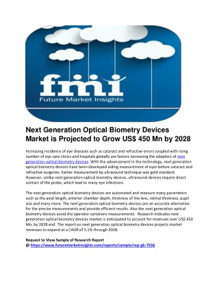 Next Generation Optical Biometry Devices Market is Projected to Grow US$ 450 Mn by 2028