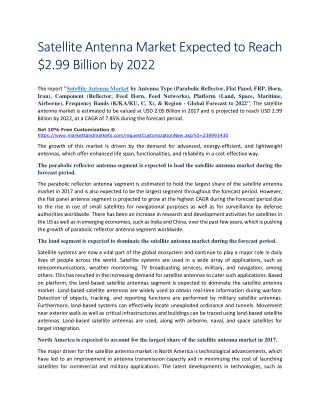 Satellite Antenna Market Expected to Reach $2.99 Billion by 2022