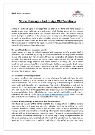 Stone Massage - Part of Age Old Traditions