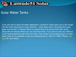 Quality and Unique Solar Water Tanks