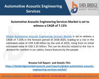Global Automotive Acoustic Engineering Services Market– Industry Trends and Forecast to 2025