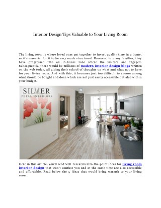 Interior Design Tips Valuable to Your Living Room