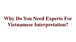 Why Do You Need Experts For Vietnamese Interpretation?