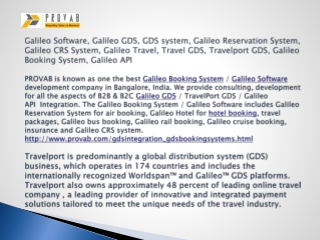 Galileo Software, Galileo GDS, GDS system