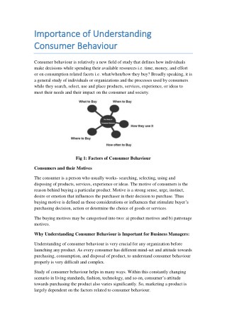 Importance of Understanding Consumer Behaviour