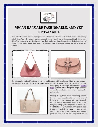 VEGAN BAGS ARE FASHIONABLE AND YET SUSTAINABLE