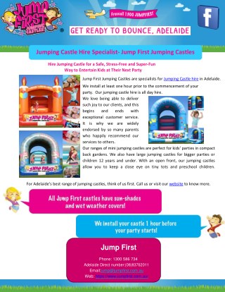 Jumping Castle Hire Specialist- Jump First Jumping Castles