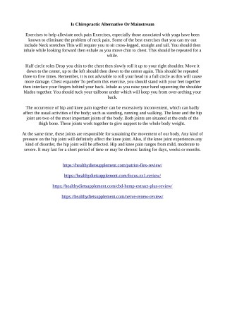 Is Chiropractic Alternative Or Mainstream