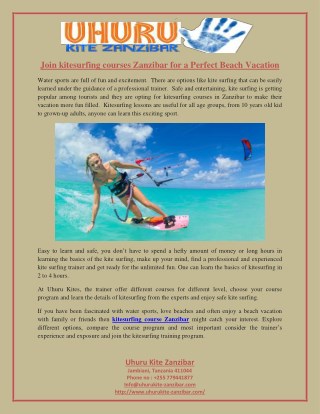 Join kitesurfing courses Zanzibar for a Perfect Beach Vacation