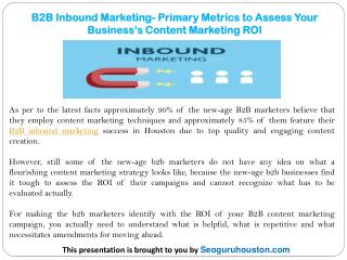 B2B Inbound Marketing- Primary Metrics to Assess Your Business’s Content Marketing ROI