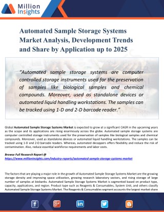 Automated Sample Storage Systems Market Size and Gross Margin Analysis to 2025 by Million Insights