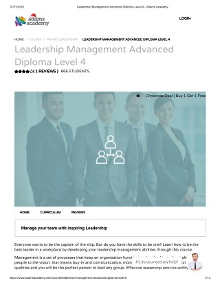Leadership Management Advanced Diploma Level 4 - Adamsacademy