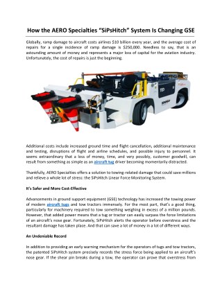 How the AERO Specialties “SiPsHitch” System Is Changing GSE