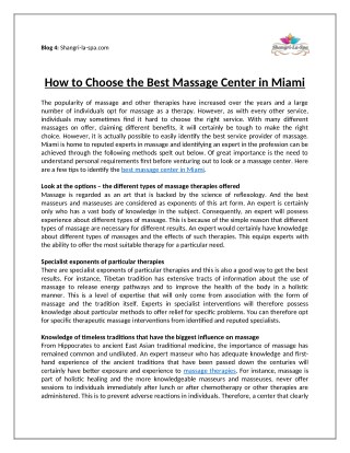 How to Choose the Best Massage Center in Miami