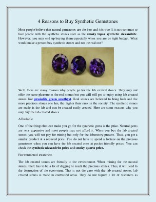 4 Reasons to Buy Synthetic Gemstones