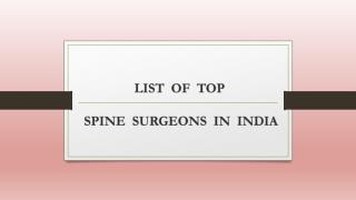 Top Spine Surgeons in India