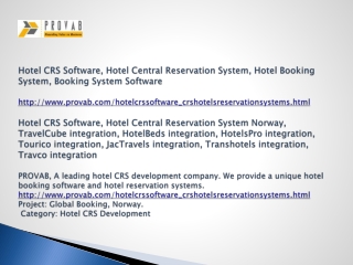 Hotel CRS Software, Hotel Central Reservation System