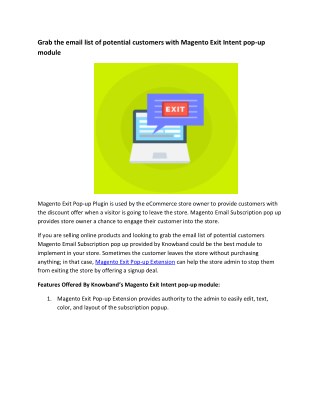 Grab the email list of potential customers with Magento Exit Intent pop-up Module