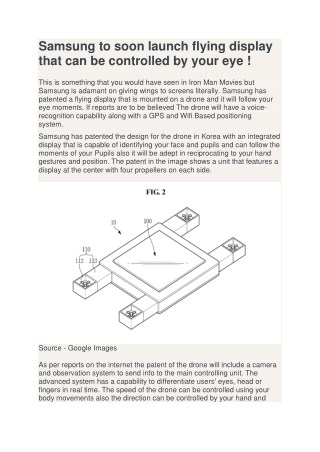 Samsung to soon launch flying display that can be controlled by your eye !