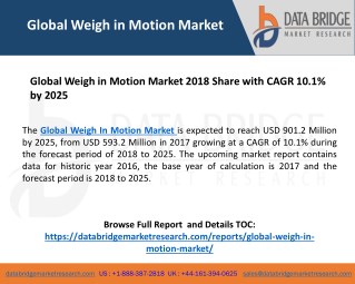 Global Weigh In Motion Market– Industry Trends and Forecast to 2025