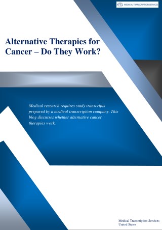 Alternative Therapies for Cancer – Do They Work?