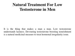 Natural Treatment For Low Testosterone in Men