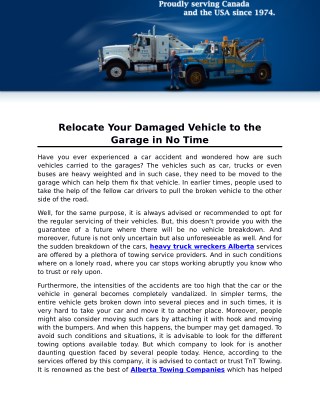 Relocate Your Damaged Vehicle to the Garage in No Time