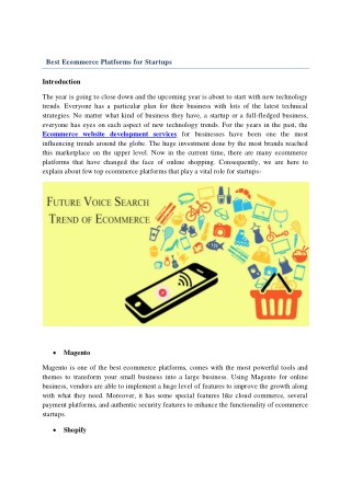 Best Ecommerce Platforms for Startups
