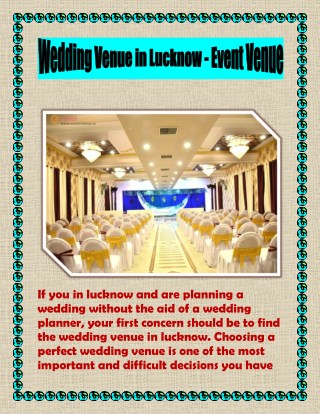 Wedding Venue in Lucknow - Event Venue