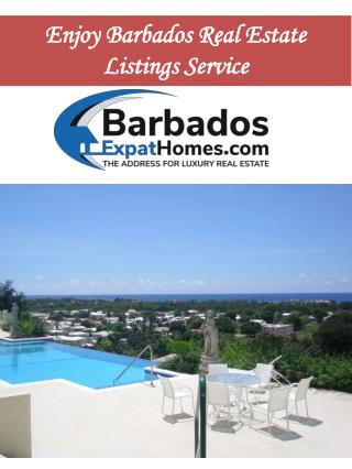 Enjoy Barbados Real Estate Listings Service