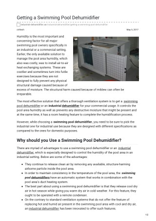 Getting Swimming pool Dehumidifier. #Dehumidifier