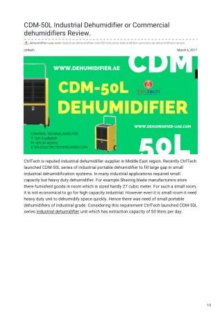 CDM-50L Industrial Dehumidifier or Commercial Dehumidifiers Review