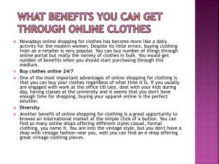 What benefits You Can Get Through Online Clothes