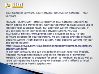 Tour Operator Software, Tour software, Reservation Software