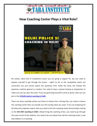 How Coaching Center Plays a Vital Role?