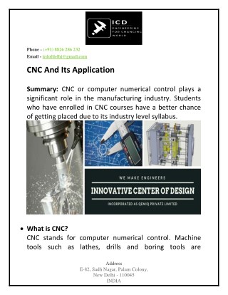 CNC And Its Application