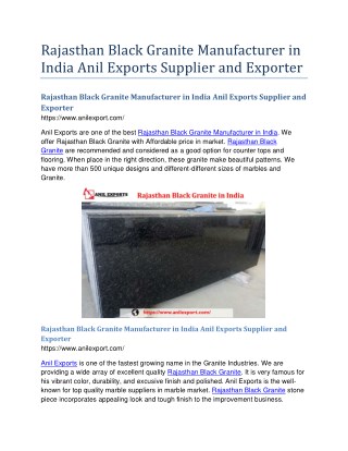 Rajasthan Black Granite Manufacturer in India Anil Exports Supplier and Exporter