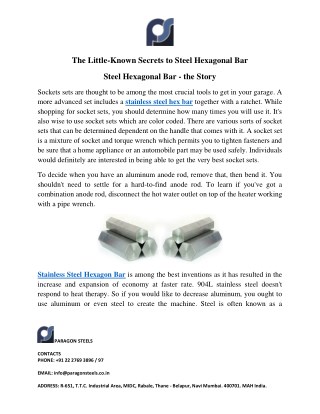 The Little-Known Secrets to Steel Hexagonal Bar