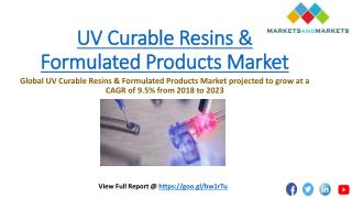 Oligomers Segment Anticipated to Lead UV Curable Resins & Formulated Products Market during 2018-2023