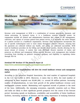 Healthcare Revenue Cycle Management Market Latest Models, Improve Resources Usability, Production Technology Integration