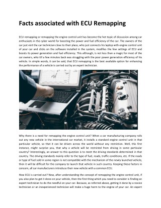 Facts associated with ECU Remapping