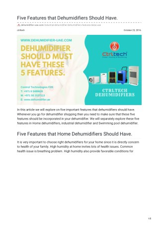 Five features that dehumidifiers should have #dehumidifier