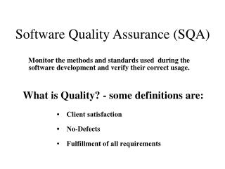 Software Quality Assurance (SQA)