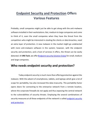 Looking for Endpoint Security and Protection Services?