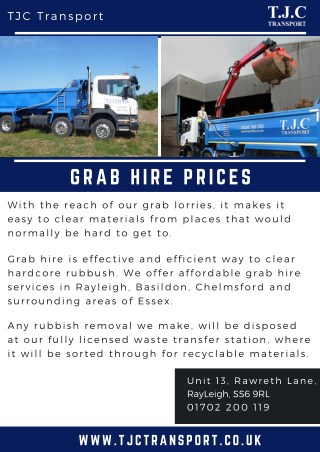 Grab hire prices - tjc transport