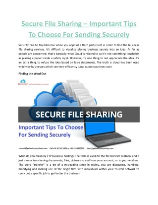 Secure File Sharing – Important Tips To Choose For Sending Securely