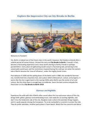 City Breaks to Berlin 2019 | Cheap Holidays to Berlin | Search A Holiday