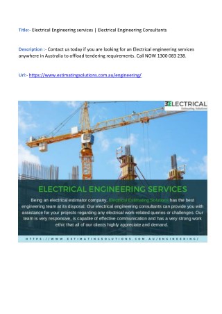 Electrical Engineering services | Electrical Engineering Consultants